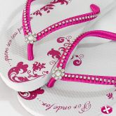 chinelo personalizado com fita de cetim e strass